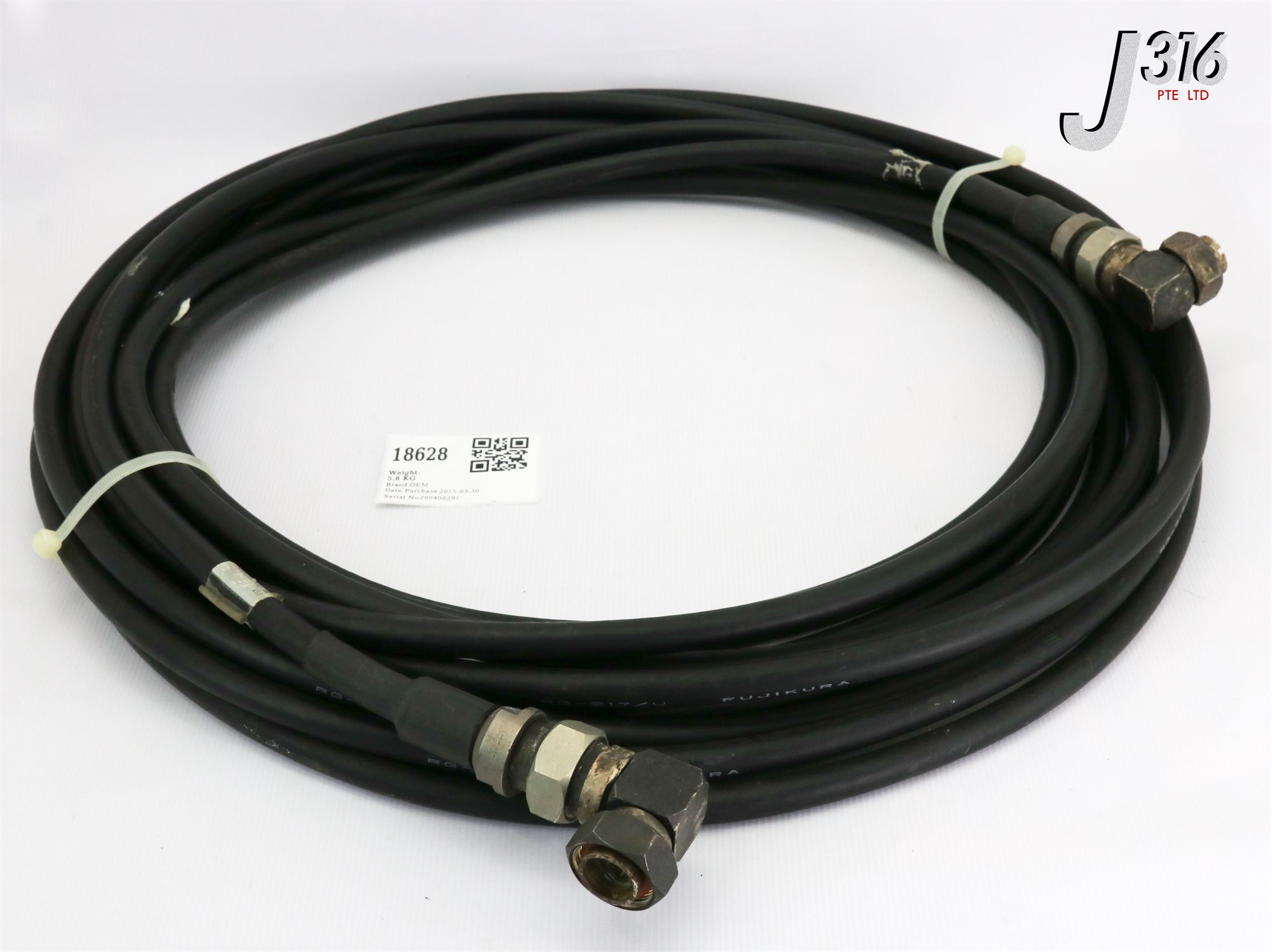 18628 TOKYO ELECTRON RF COAXIAL CABLE STRAIGHT FEMALE TO STRAIGHT